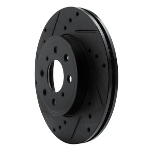 Honda Fit Brake Rotor (1) - Front Left - R1 Concepts - Drilled & Slotted - Black - `15-`20